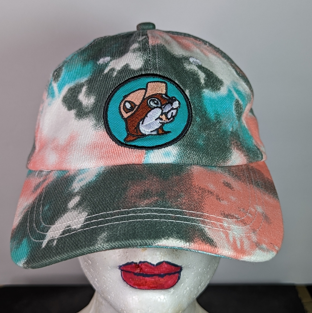 Buc-ees Tie Die Hat Cap Pastel Colors Beaver Patch Adjustable Unisex Cotton